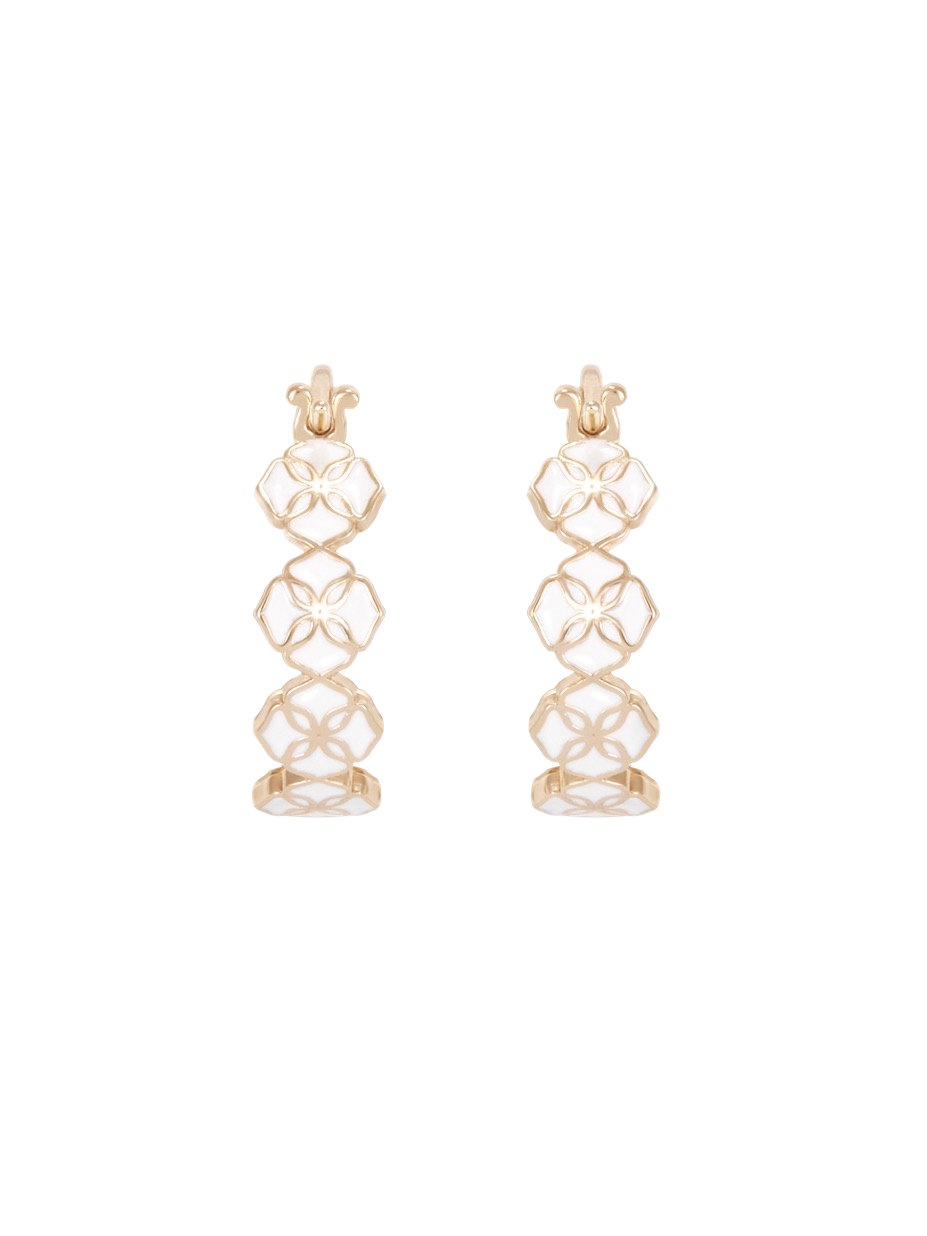 White Porcelain Persimmon Calyx Slim Drop Earrings