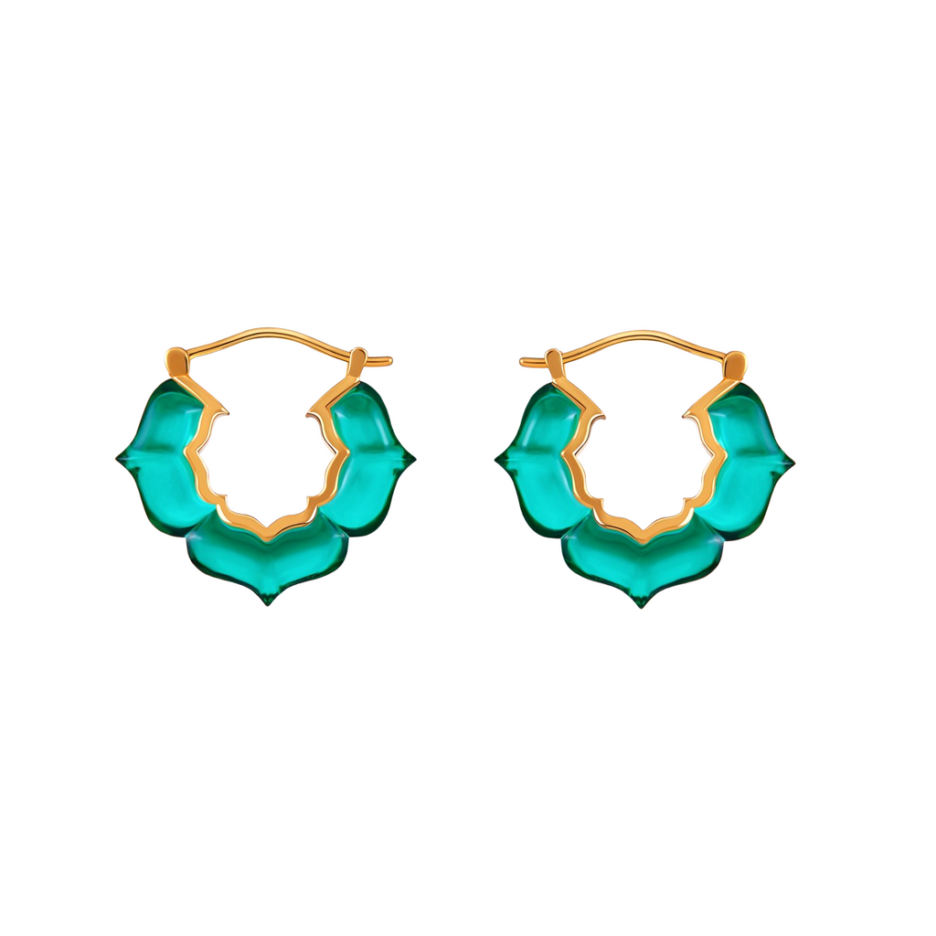 Teal Jade JELLY PATTERN Earrings (Silver / Gold)
