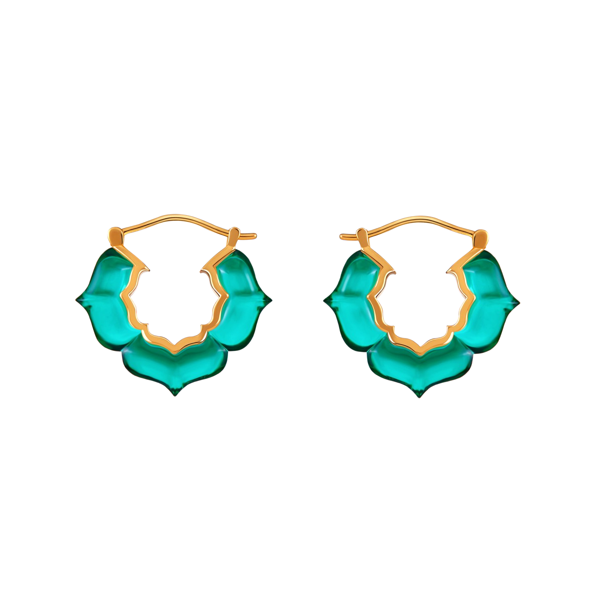 Teal Jade JELLY PATTERN Earrings (Silver / Gold)