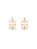 White Porcelain Persimmon Calyx Wide Drop Earrings