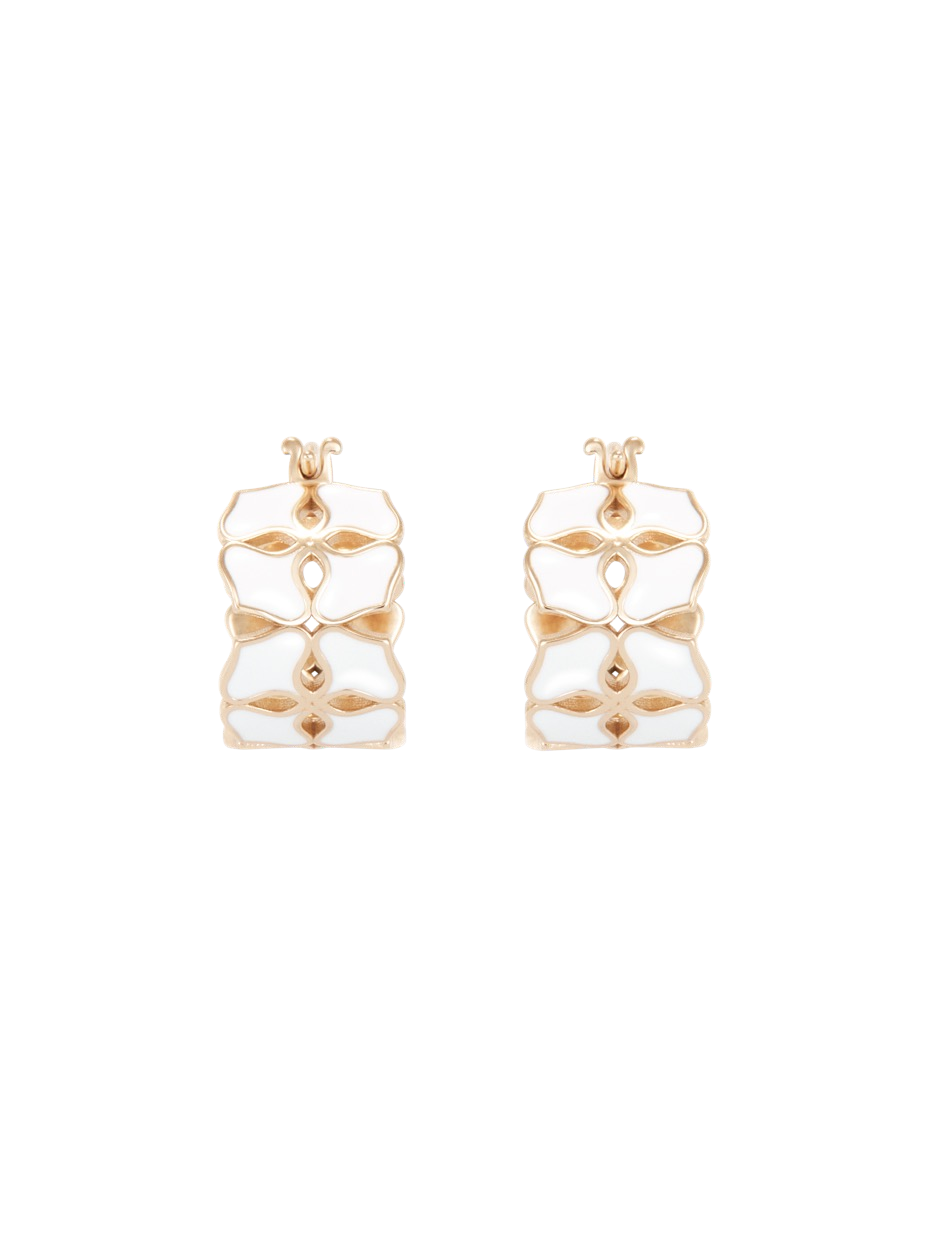 White Porcelain Persimmon Calyx Wide Drop Earrings
