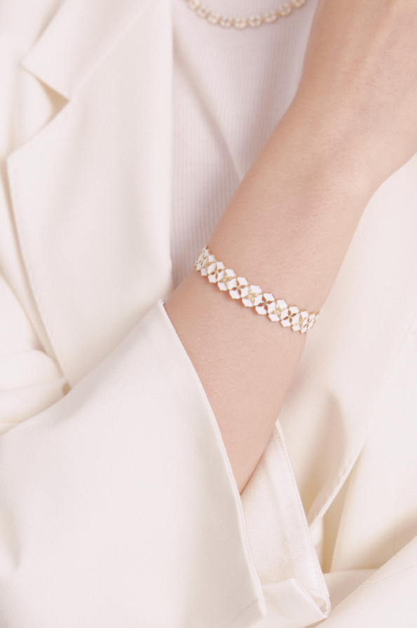 White Porcelain Persimmon Calyx Slim Cuff Bracelet