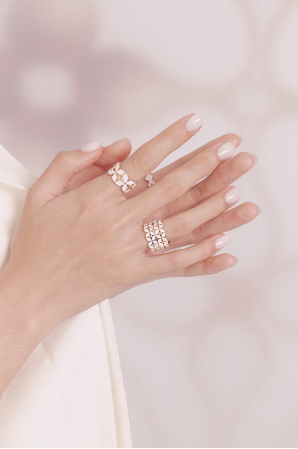 White Porcelain Persimmon Calyx Wide Ring