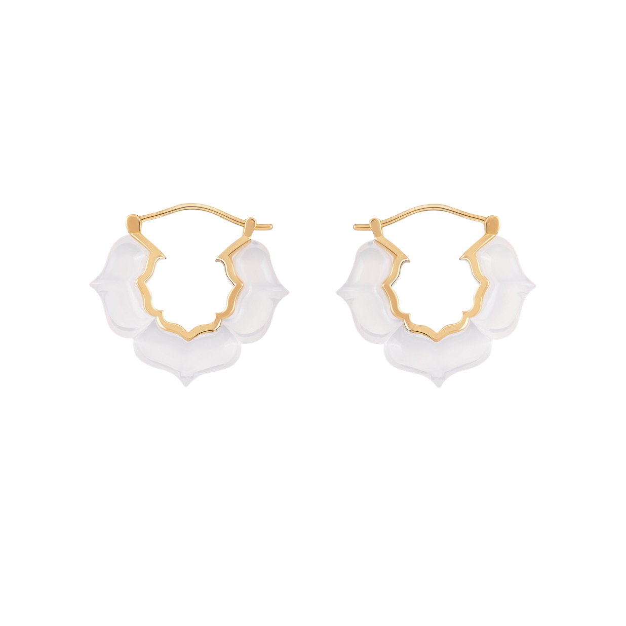 Milky Jade JELLY PATTERN Earrings (Silver / Gold)