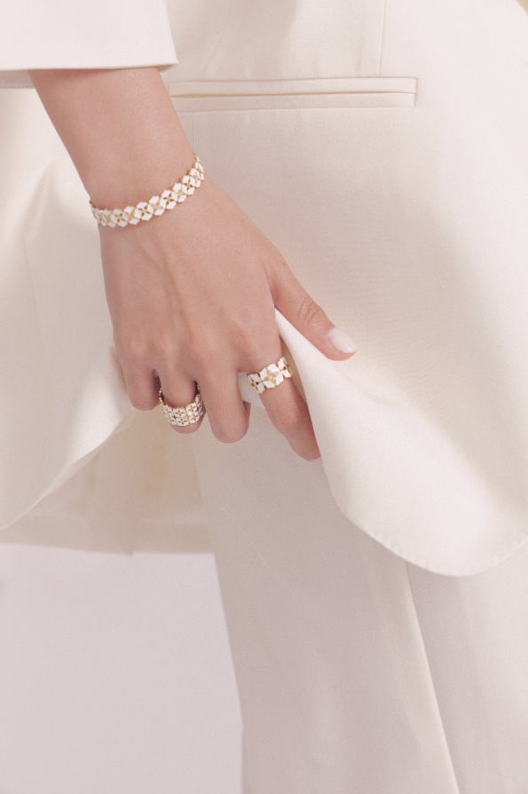 White Porcelain Persimmon Calyx Slim Cuff Bracelet