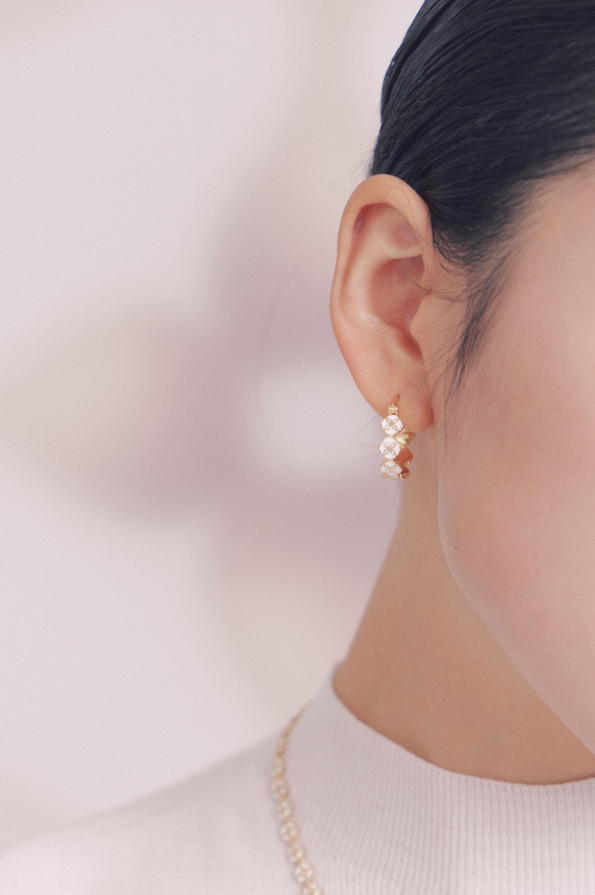 White Porcelain Persimmon Calyx Slim Drop Earrings