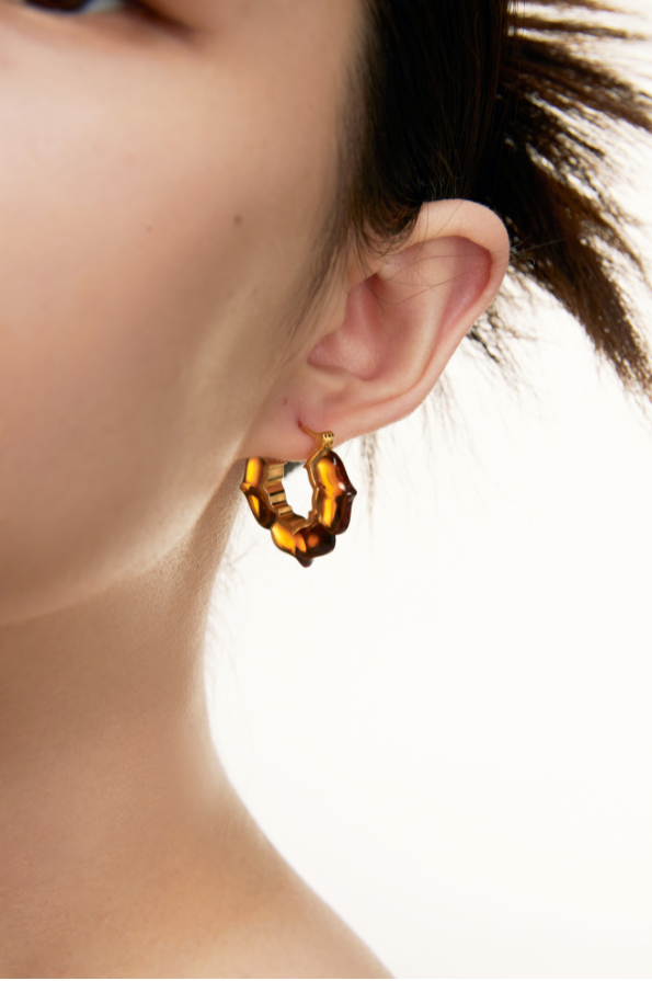 Amber JELLY PATTERN Earrings (Silver / Gold)