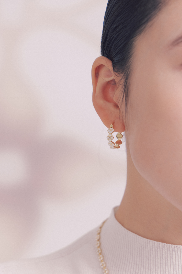 White Porcelain Persimmon Calyx Slim Drop Earrings