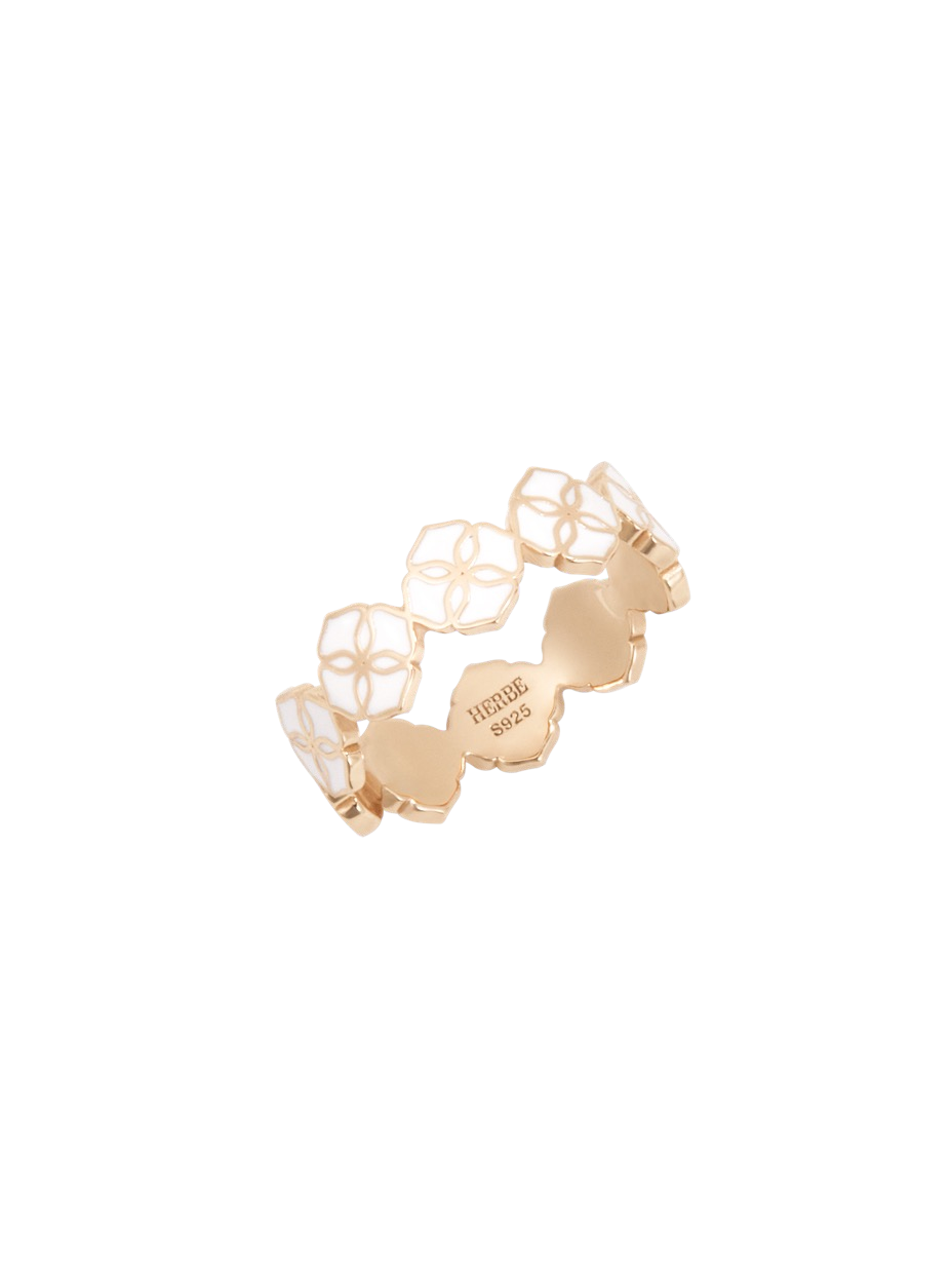 White Porcelain Persimmon Calyx Slim Ring