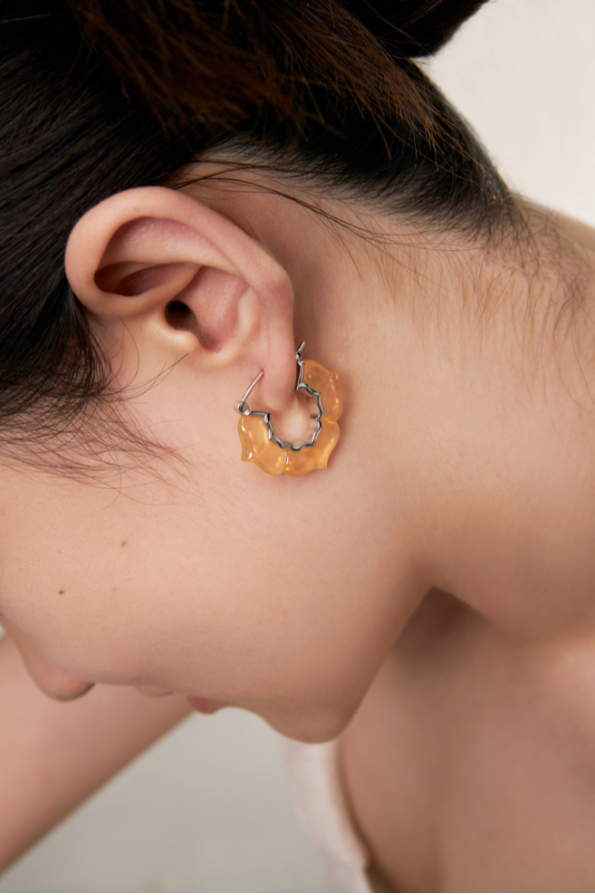 Amber Glaze JELLY PATTERN Earrings (Silver / Gold)