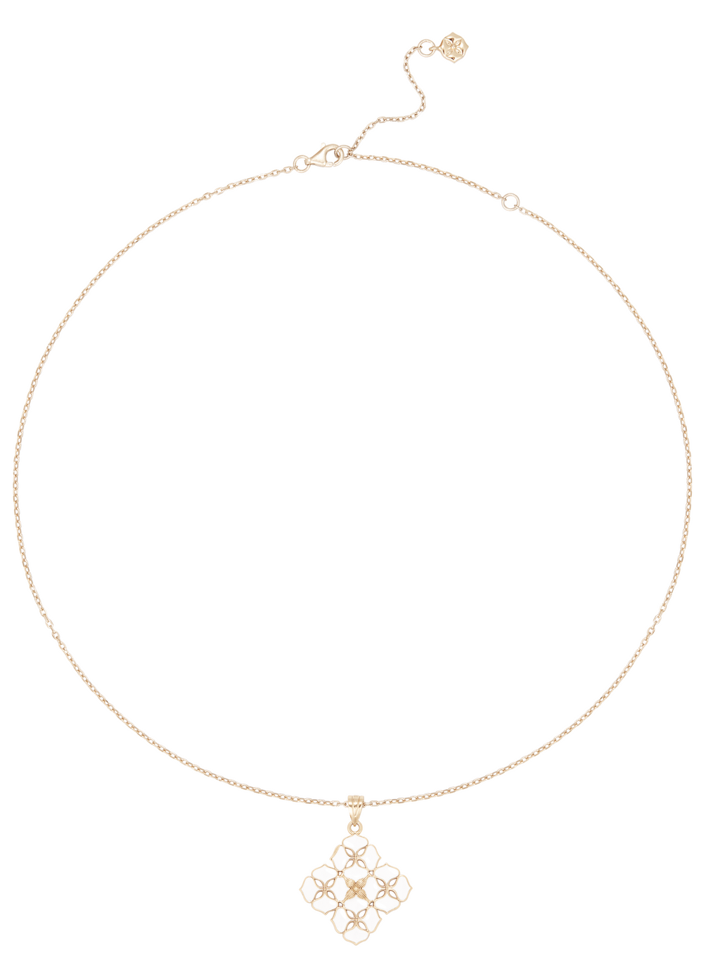 White Porcelain Persimmon Calyx Floral Pendant Necklace
