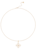 White Porcelain Persimmon Calyx Floral Pendant Necklace