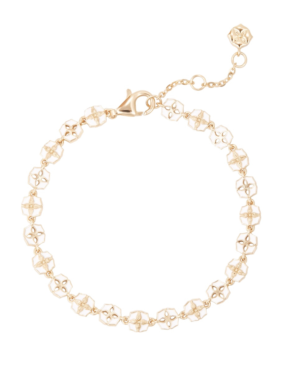 White Porcelain Persimmon Calyx Beaded Bracelet