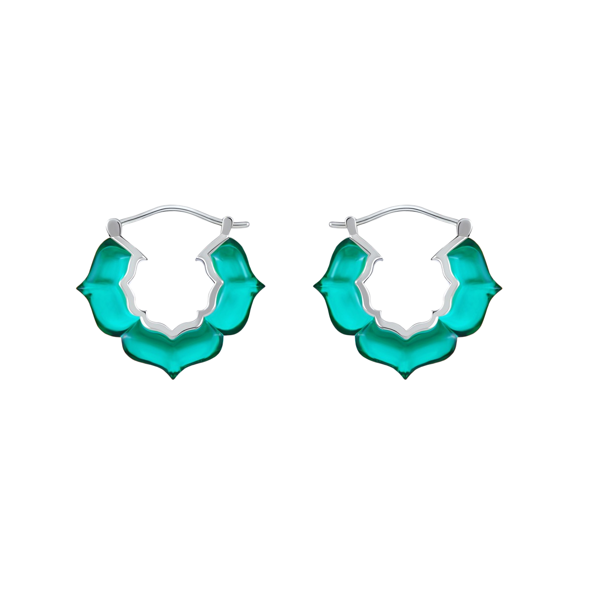 Teal Jade JELLY PATTERN Earrings (Silver / Gold)