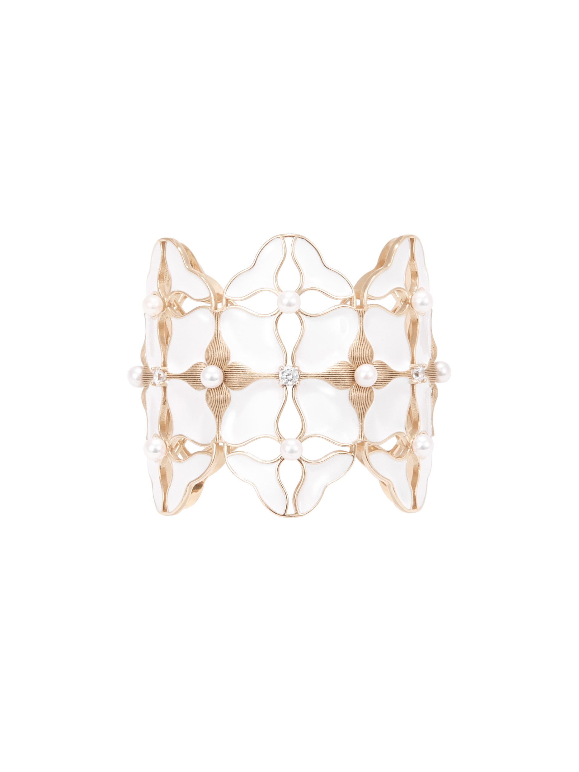 White Porcelain Persimmon Calyx Wide Cuff Bracelet