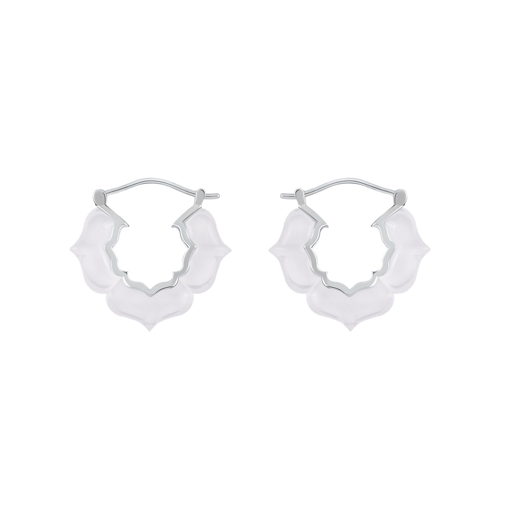 Milky Jade JELLY PATTERN Earrings (Silver / Gold)