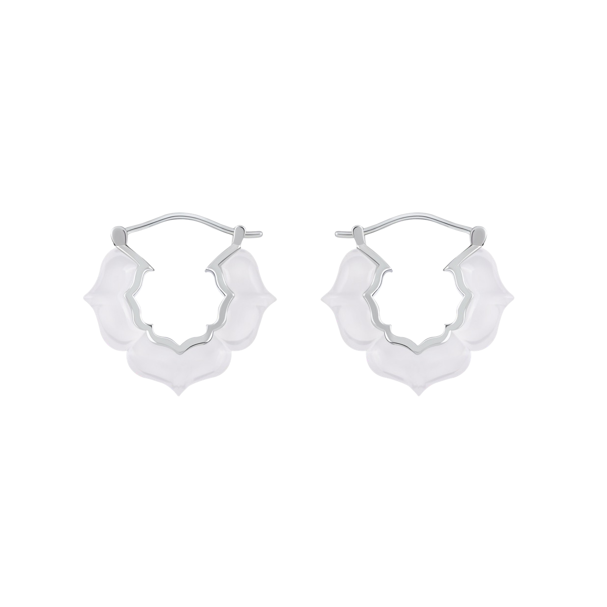 Milky Jade JELLY PATTERN Earrings (Silver / Gold)