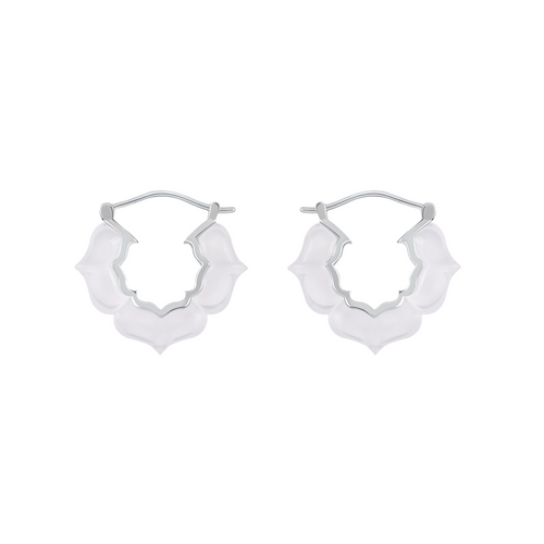 Milky Jade JELLY PATTERN Earrings (Silver / Gold)